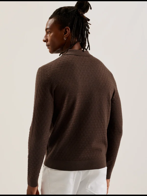 Morar Long Sleeve T Stitch Knitted Polo