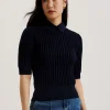 Morliee Textured Knit Puffed Short Sleeve Sweater