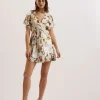 Noosh Knot Front V-Neck Sequin Mini Dress