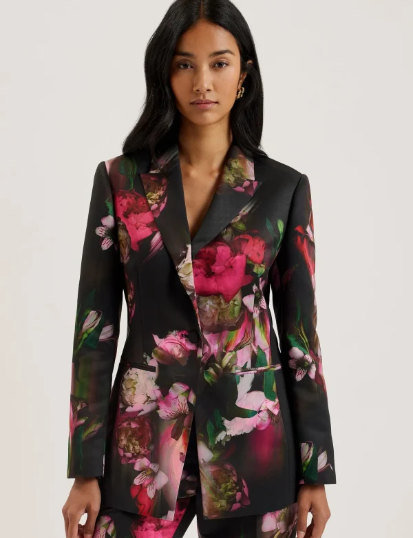 Okuni Fitted Floral Print Tailored Jacket