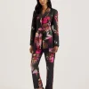 Okunit Tapered Leg Floral Print Tailored Trousers