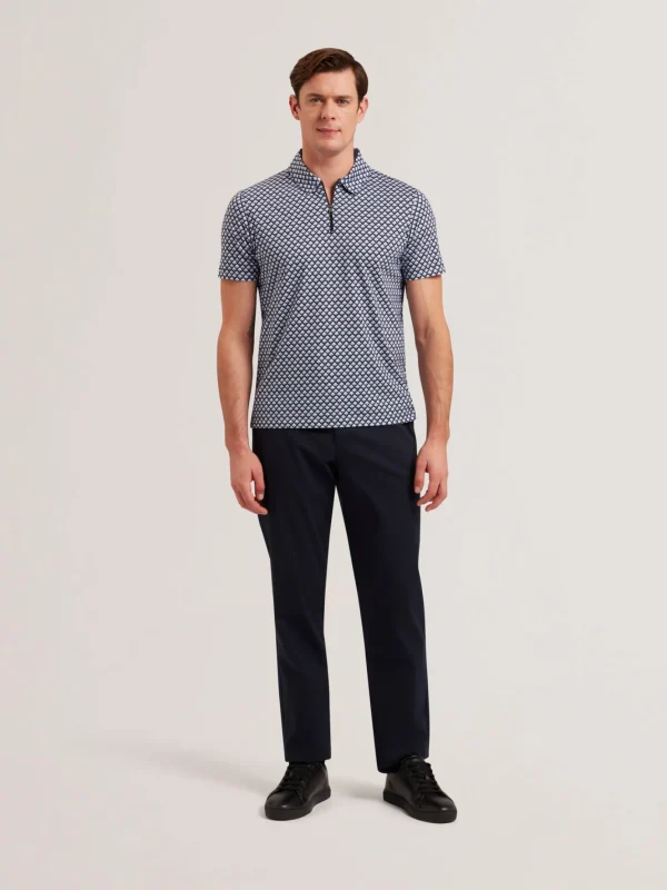 Ounslo Short Sleeve Regular Fit Printed Zip Polo