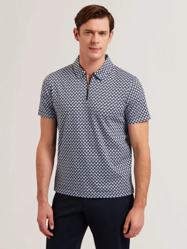 Ounslo Short Sleeve Regular Fit Printed Zip Polo