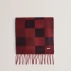 Peterrr Block Check Scarf With Fringe Trim