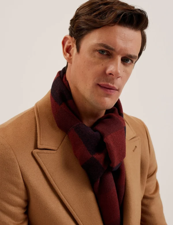 Peterrr Block Check Scarf With Fringe Trim