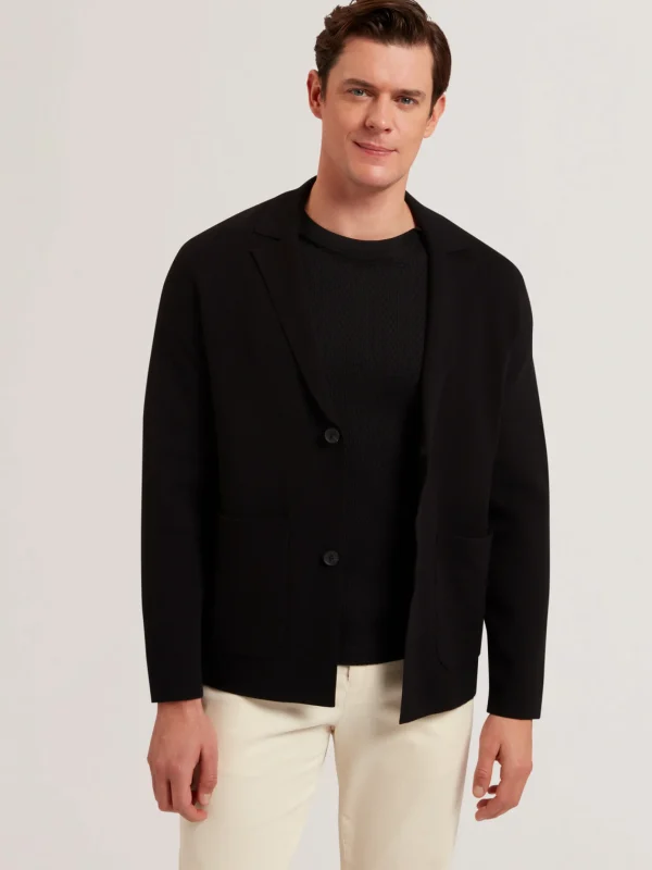 Petres Long Sleeve Single Breasted Knitted Blazer