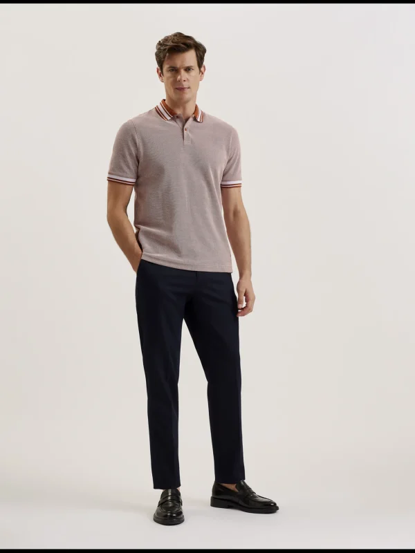 Phenes Textured Cotton Stripe Trim Polo Shirt