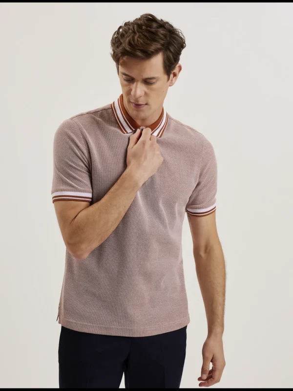 Phenes Textured Cotton Stripe Trim Polo Shirt