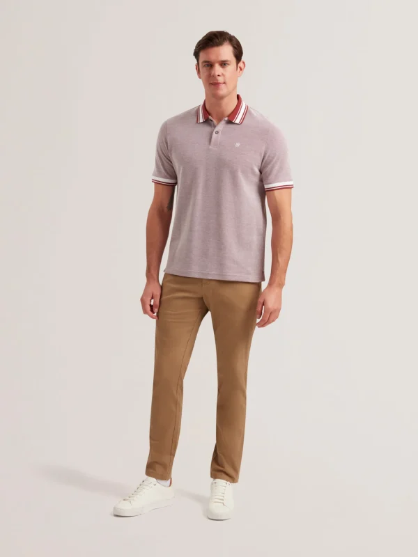 Phenes Textured Cotton Stripe Trim Polo Shirt