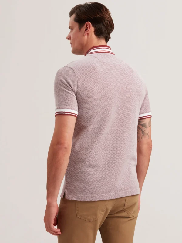 Phenes Textured Cotton Stripe Trim Polo Shirt