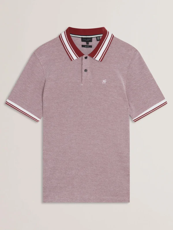 Phenes Textured Cotton Stripe Trim Polo Shirt