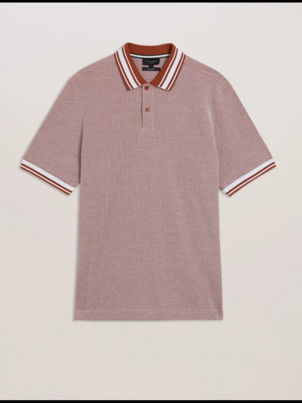 Phenes Textured Cotton Stripe Trim Polo Shirt