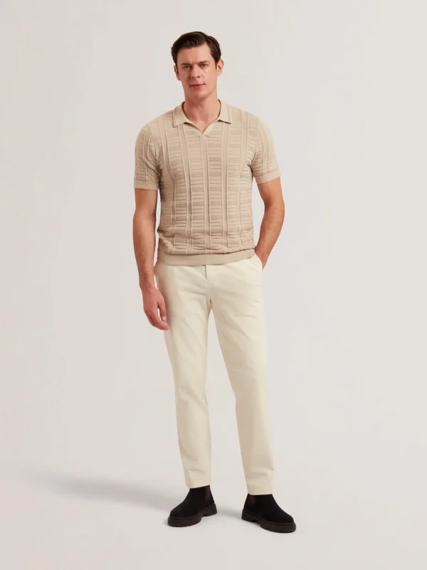 Ruzza Short Sleeve Open Neck Textured Polo