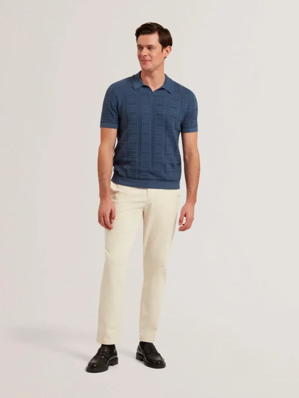 Ruzza Short Sleeve Open Neck Textured Polo