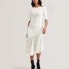 Samalee Flippy Hem Knitted Midi Dress With Belt