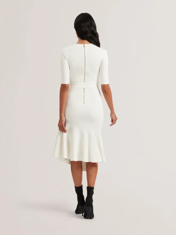 Samalee Flippy Hem Knitted Midi Dress With Belt