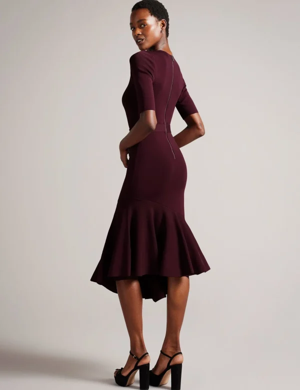 Samalee Flippy Hem Knitted Midi Dress With Belt