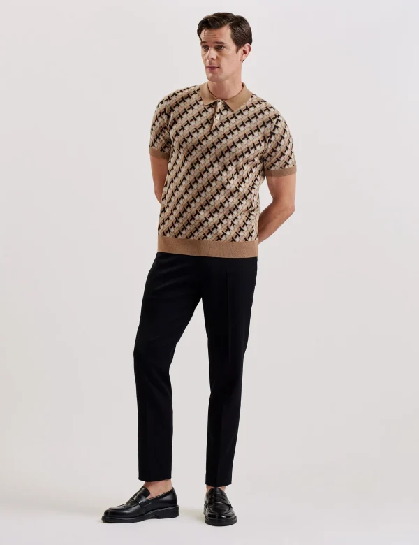 Seferry Interlocking T Jacquard Knitted Polo Shirt