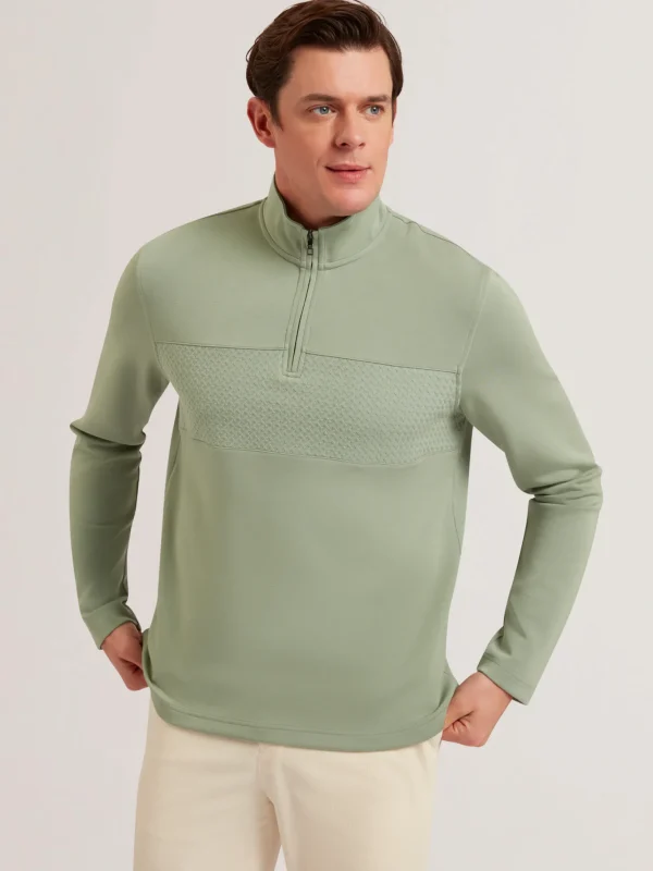 Simonea Textured Panel Half-Zip Modal Sweatshirt