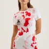 Sindhaa Floral Print Fitted Short Sleeve T-Shirt