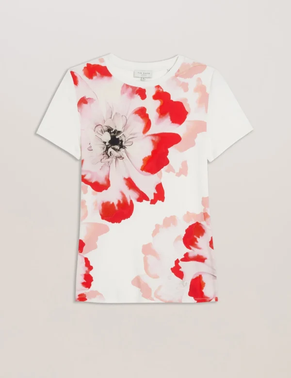 Sindhaa Floral Print Fitted Short Sleeve T-Shirt