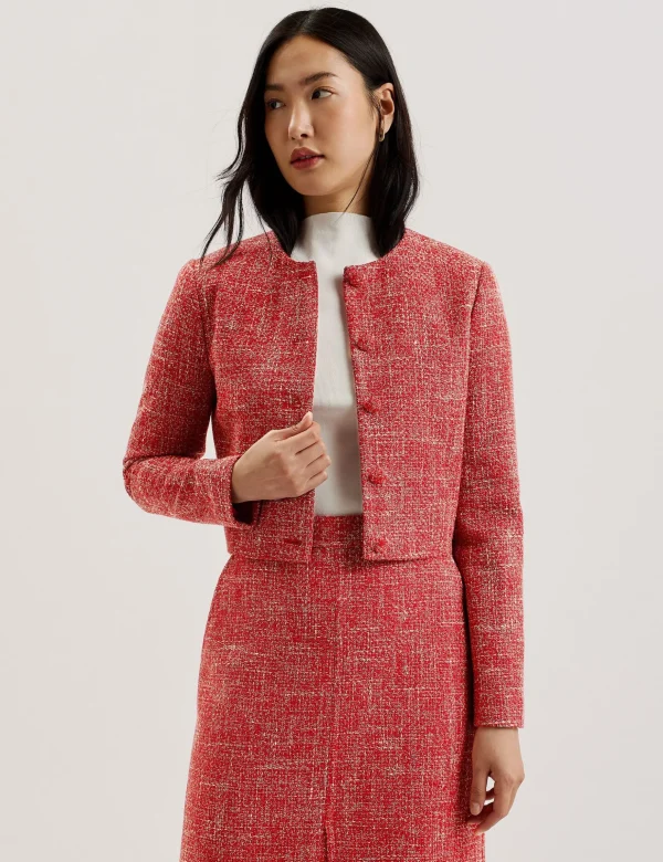 Sumi Cropped Boucle Round Neck Jacket