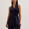 Teeru Tailored Satin Longline Vest with Belt