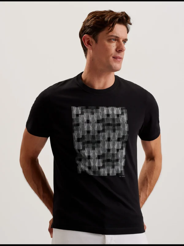 Tessman Box Print Crew Neck Cotton T-Shirt