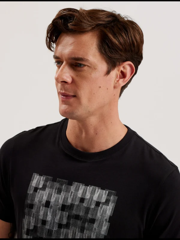 Tessman Box Print Crew Neck Cotton T-Shirt