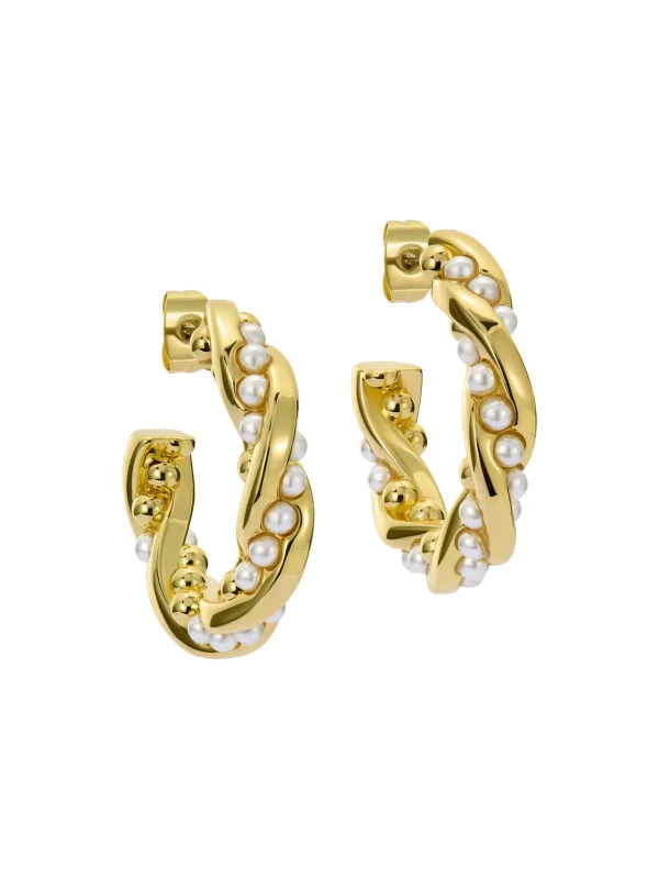 Tiyaa Twisted Pearl Hoop Earrings