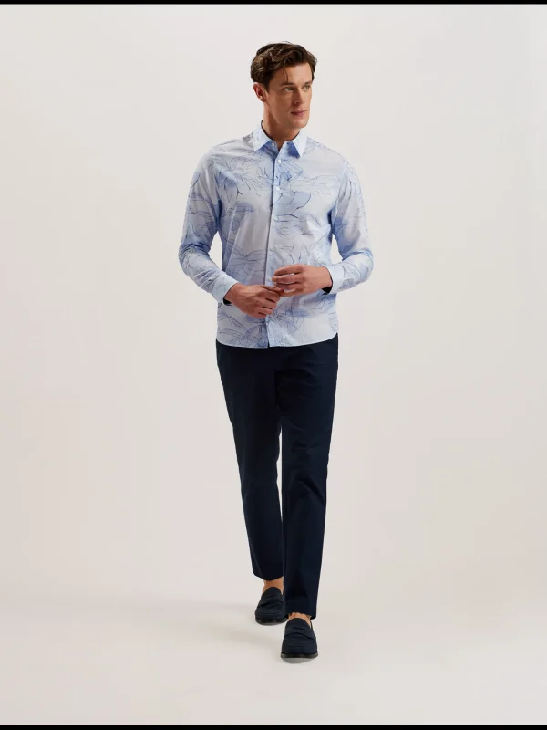 Walesby Sketched Floral Print Cotton Shirt